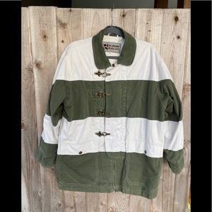 Veg Raw Rags Fireman Style Coat Khaki/Green Toggle
